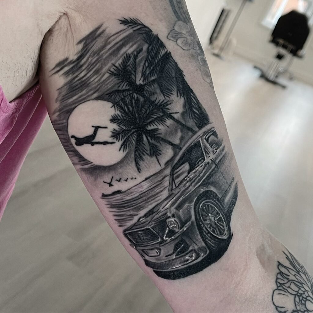 Car Sunset Palm Beach Tattoo