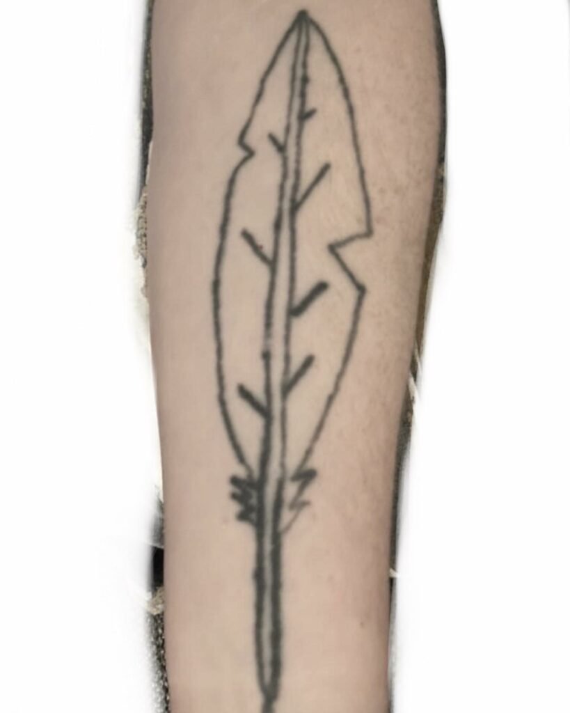 Leaf Forearm Black And White Tattoo